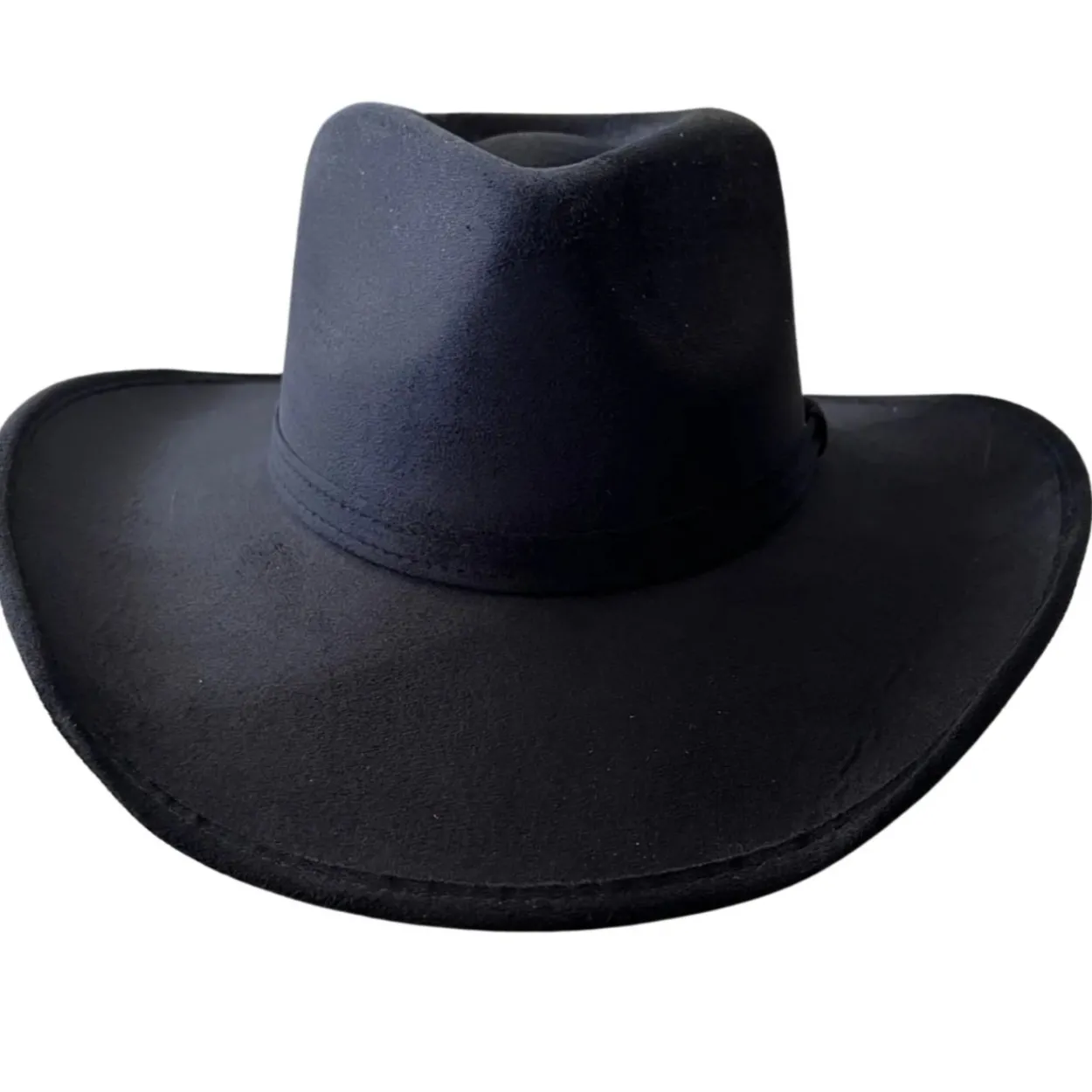 Vegan Suede Unisex Rancher Cowboy Hat - Black