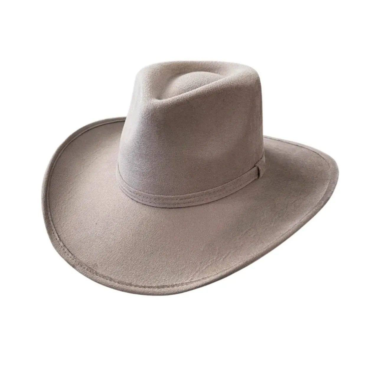 Vegan Suede Unisex Rancher Cowboy Hat - Taupe