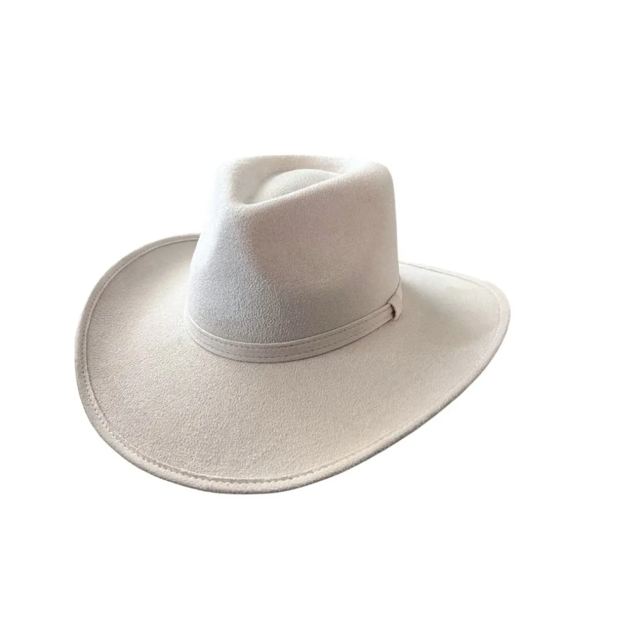 Vegan Suede Unisex Rancher Cowboy Hat - Ivory