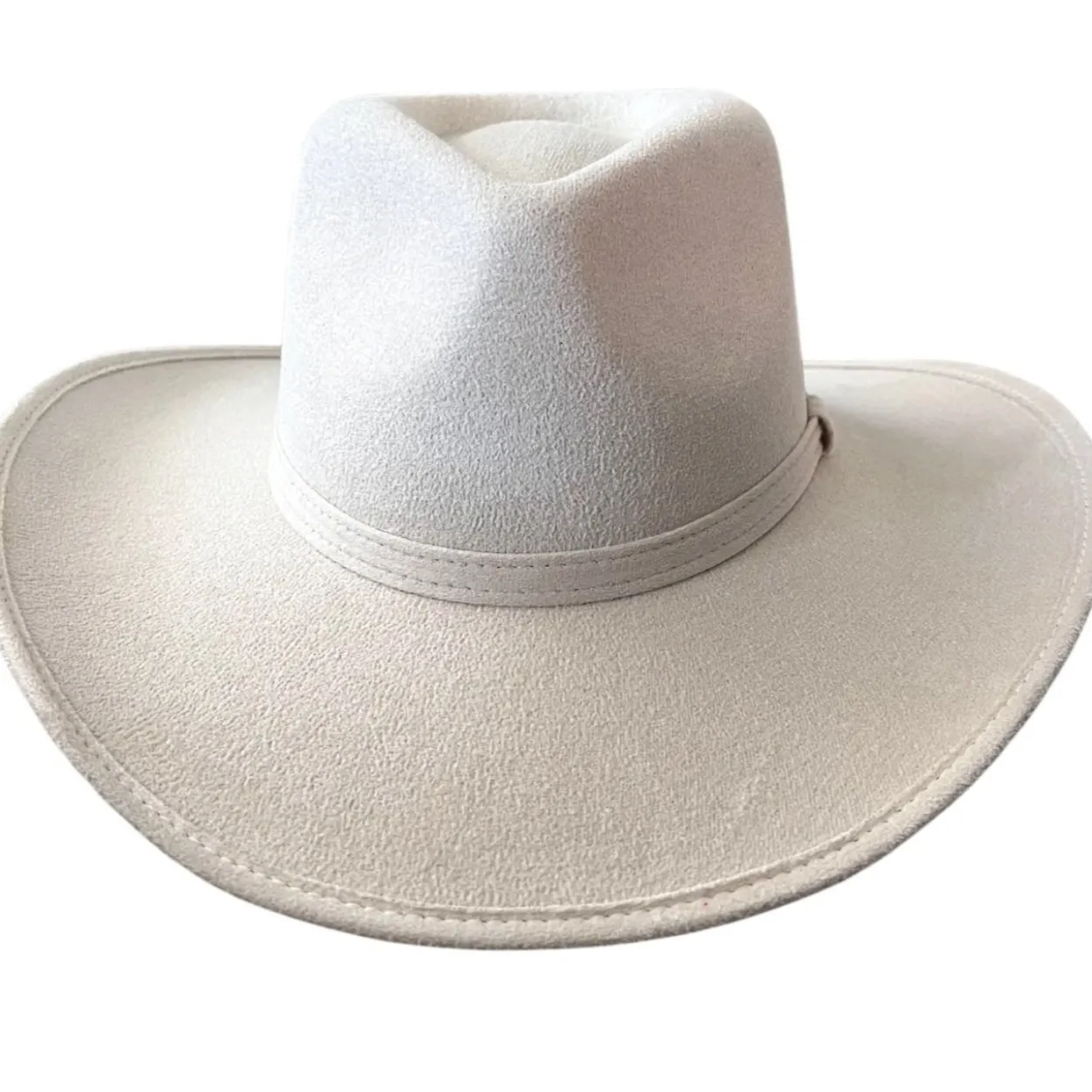 Vegan Suede Unisex Rancher Cowboy Hat - Ivory