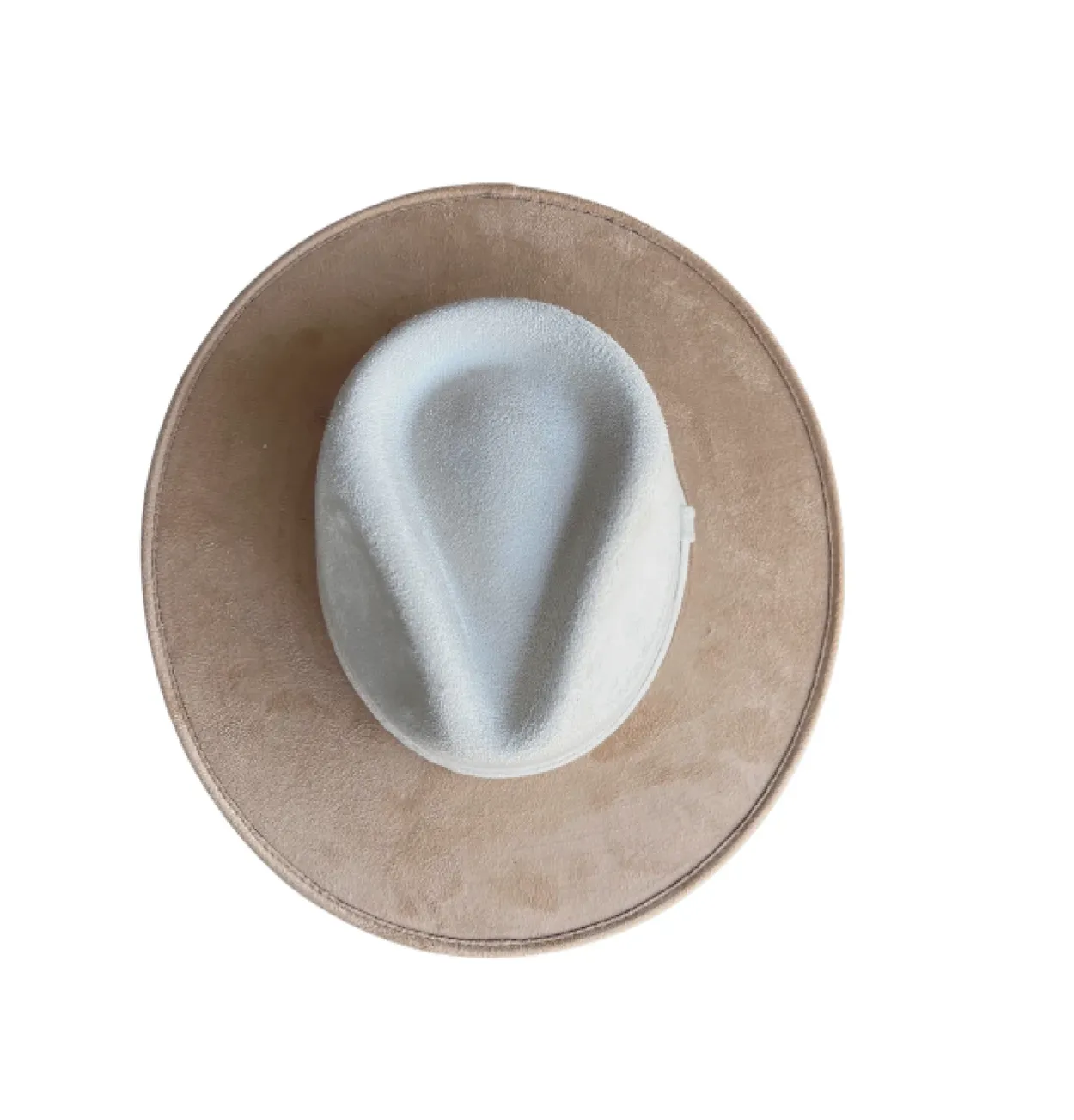 Vegan Suede Unisex Rancher Hat - Ivory with Tan