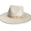 Vegan Suede Unisex Rancher Hat - Ivory with Nude Bow