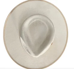 Vegan Suede Unisex Rancher Hat - Ivory with Nude Bow