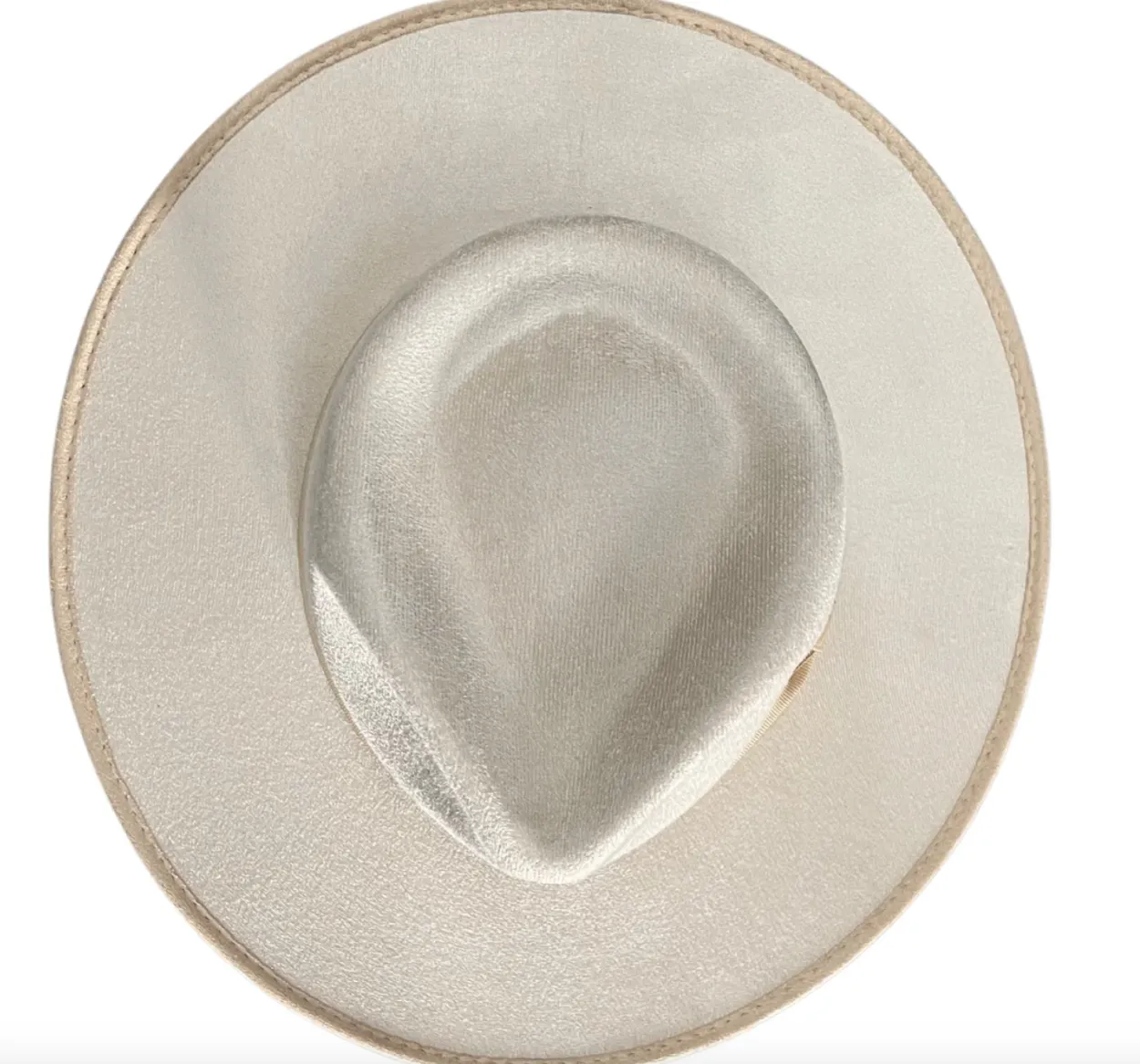 Vegan Suede Unisex Rancher Hat - Ivory with Nude Bow
