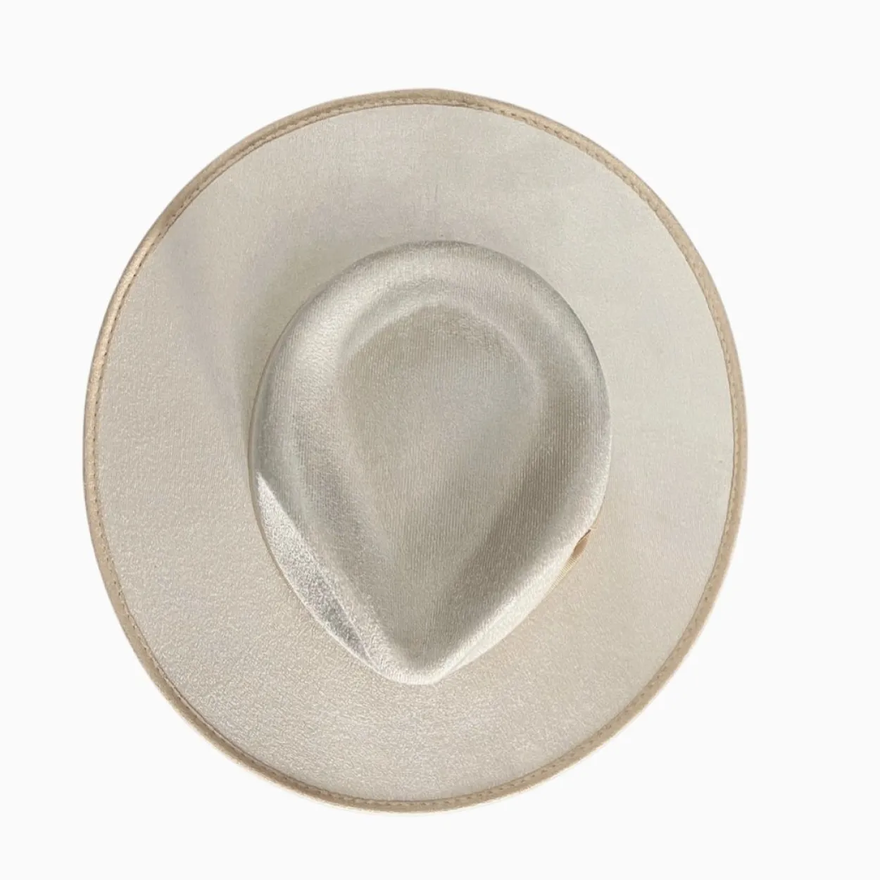 Vegan Suede Unisex Rancher Hat - Ivory with Nude Bow